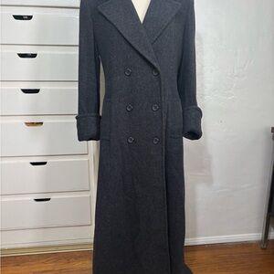 Vintage Jonanthan Michael Long Women’s Coat Double Breasted Charcoal Grey USA